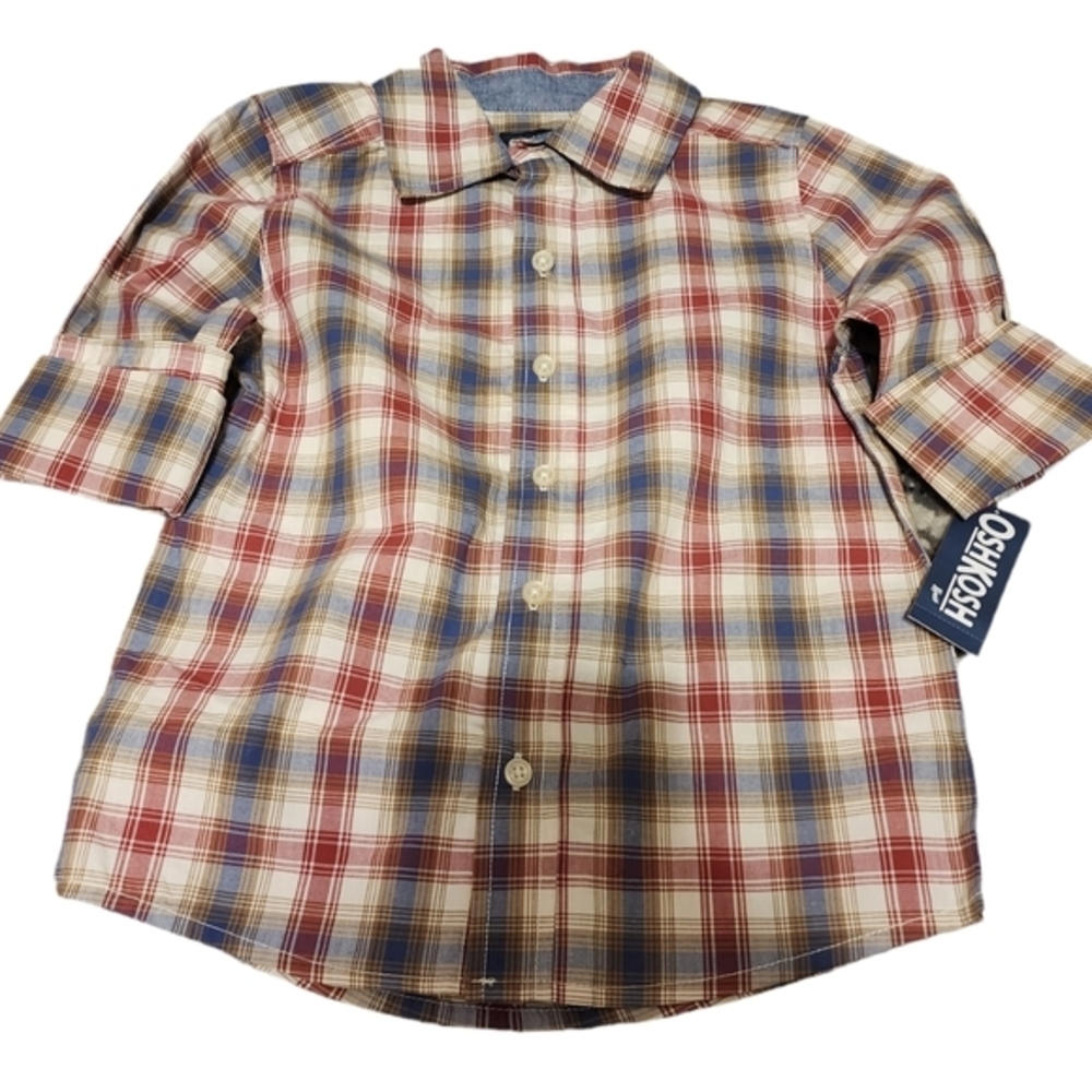 Oshkosh plaid button up boys